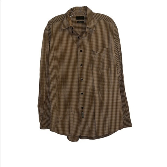 Dockers Vintage plaid buttonup Y2K Darkacademia Collard shirt 100% cotton SZ L - Picture 1 of 5